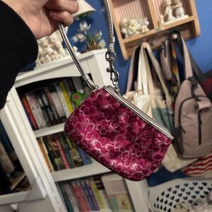 Coach Pink and Silver Wristlet